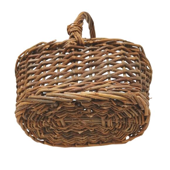 Antique Primitive Grapevine Twig Branches Basket Woven Berry Picking Holiday Old - Picture 2 of 14